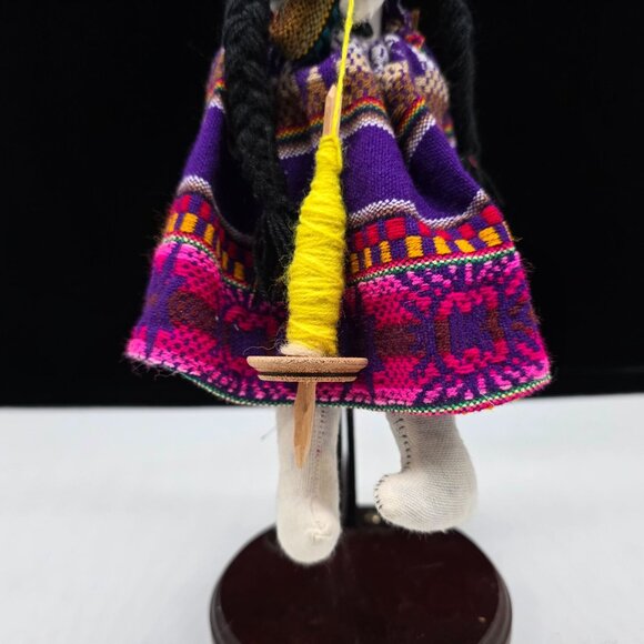 Handcrafted Latin American Rag Cloth Doll 2 Babies and Spinning Spool Yarn 11" - Picture 3 of 7
